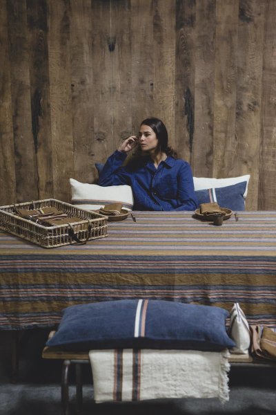 Olympia Stripe Leinen Tischdecken von Libeco Home