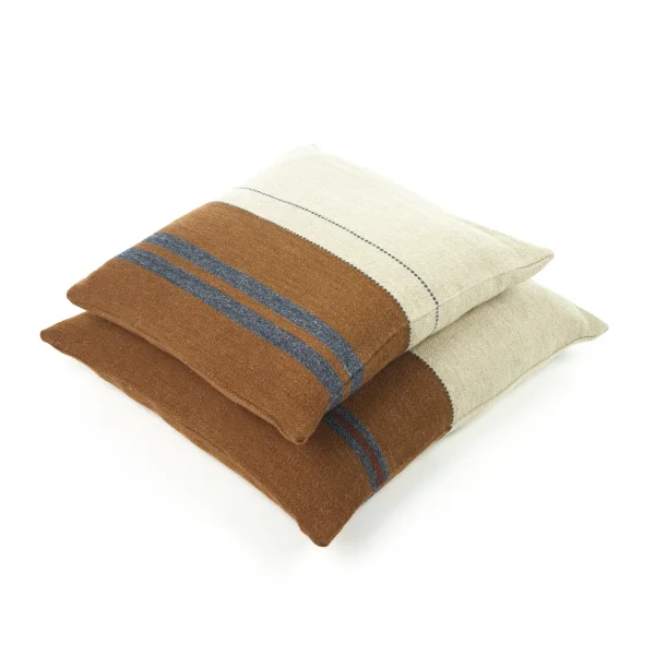 The Highland Stripe - Leinen/Wolle Deko-Kissenbezug von Libeco