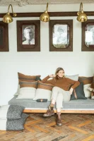 The Highland Stripe - Leinen/Wolle Deko-Kissenbezug von Libeco